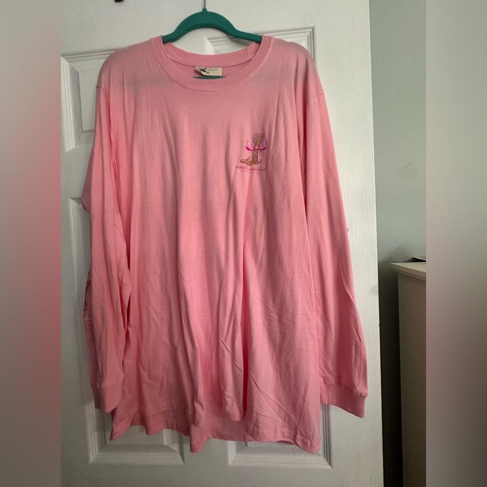 Simply Southern Pink Crew Neck Shirt long sleeve
